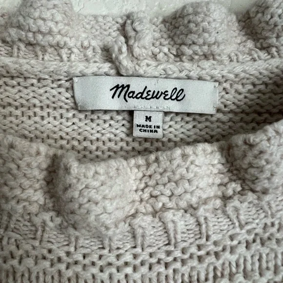 Madewell Ribbed Knit Ruffle Collar Sweater Neutral Cozy Gray - Picture 3 of 4